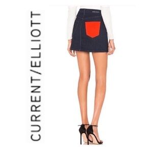 Current Elliot Denim Mini Skirt,5 pocket in Turly Colorblock,NOWT ,Size 29
